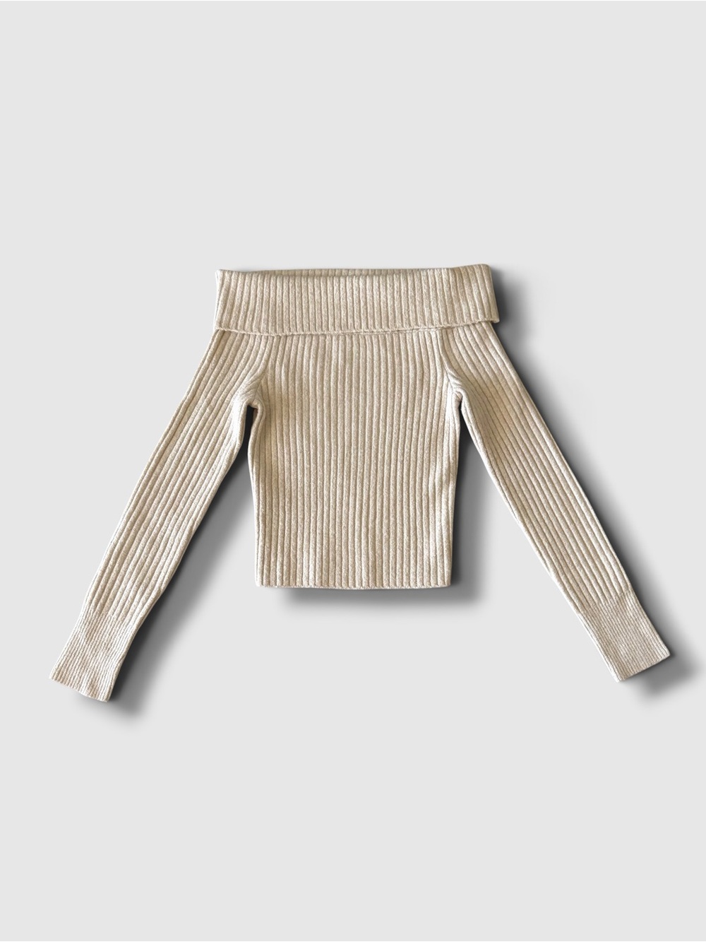 Offline by Aerie Off-Shoulder Ribbed Knit Sweater in Cream